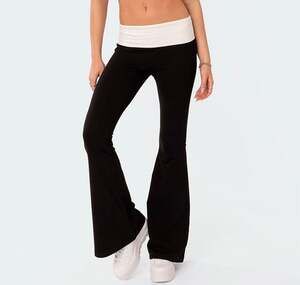 Edikted Contrast Fold Over Flared Leggings SIZE SMALL